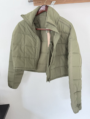 Women's Green Ultra Light Packable Quilted Puffer Jacket Zip Water Resistant L