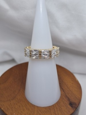 Bomb Party April Ring Size 6 ''Run Away With Me'' Clear CZ On Gold Plating 