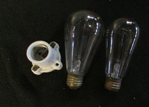 TWO Antique late 1800's 0r early 1900's EDISON Light Bulbs ONE WORKS W/ STAND