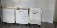 Three Single Howdens White Gloss Base Units 2 With Doors 1 With Drawers Used.