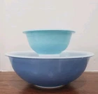 Vintage USA PYREX Corning 326 & 322 MOODY BLUES Clear Bottom Mixing Nesting Bowl
