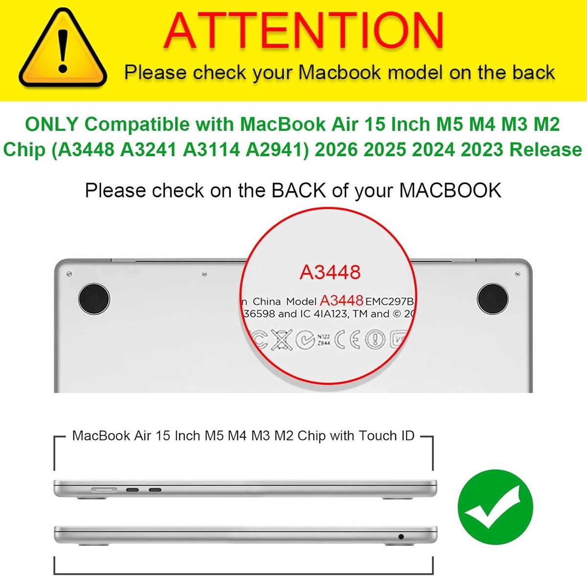 Case for MacBook Air 15 Inch A3241 A3114 A2941 Slim Snap On Hard