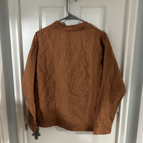 NWT Eileen Fisher Washed Organic Linen Delave Classic Collar Jacket Size M $258 - Picture 5 of 5