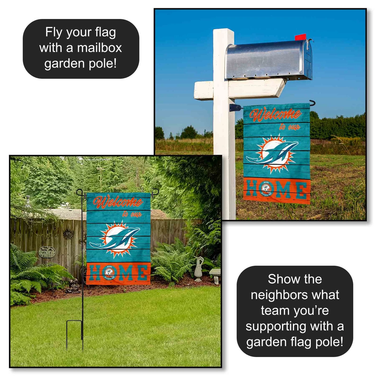 Miami Dolphins Welcome Home Decorative Garden Yard Banner Flag