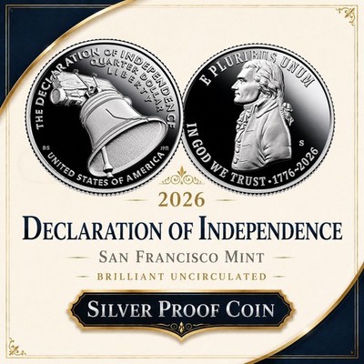 2026 S Declaration of Independence Quarter ~ .999 Silver Proof ~ US Mint SemiQ