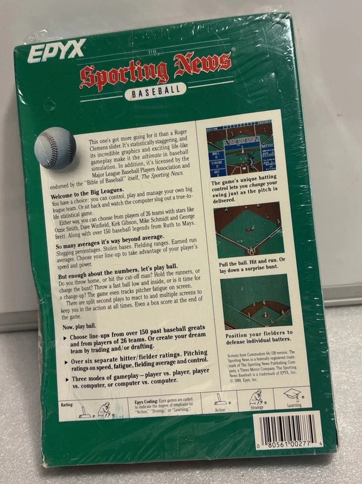 Sporting News Baseball Commodore 64 Epyx Complete  Untested - Image 2 of 4