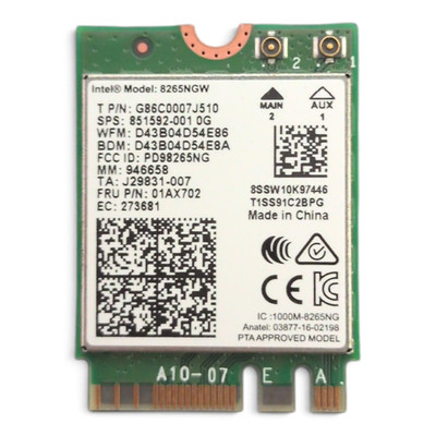 Intel Dual Band Wireless 8265NGW Wi-Fi + BT Board 01AX702 G86C0007J510
