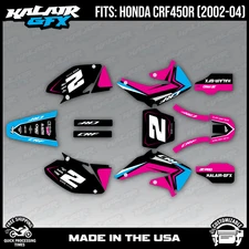 Graphics Kit for Honda CRF450R (2002-2004) Lightning Series - Cyan Magenta
