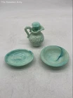 Vintage Avon Teal Aqua Jadeite Milk Glass Pitcher Saucer Soap Serving Pieces Set