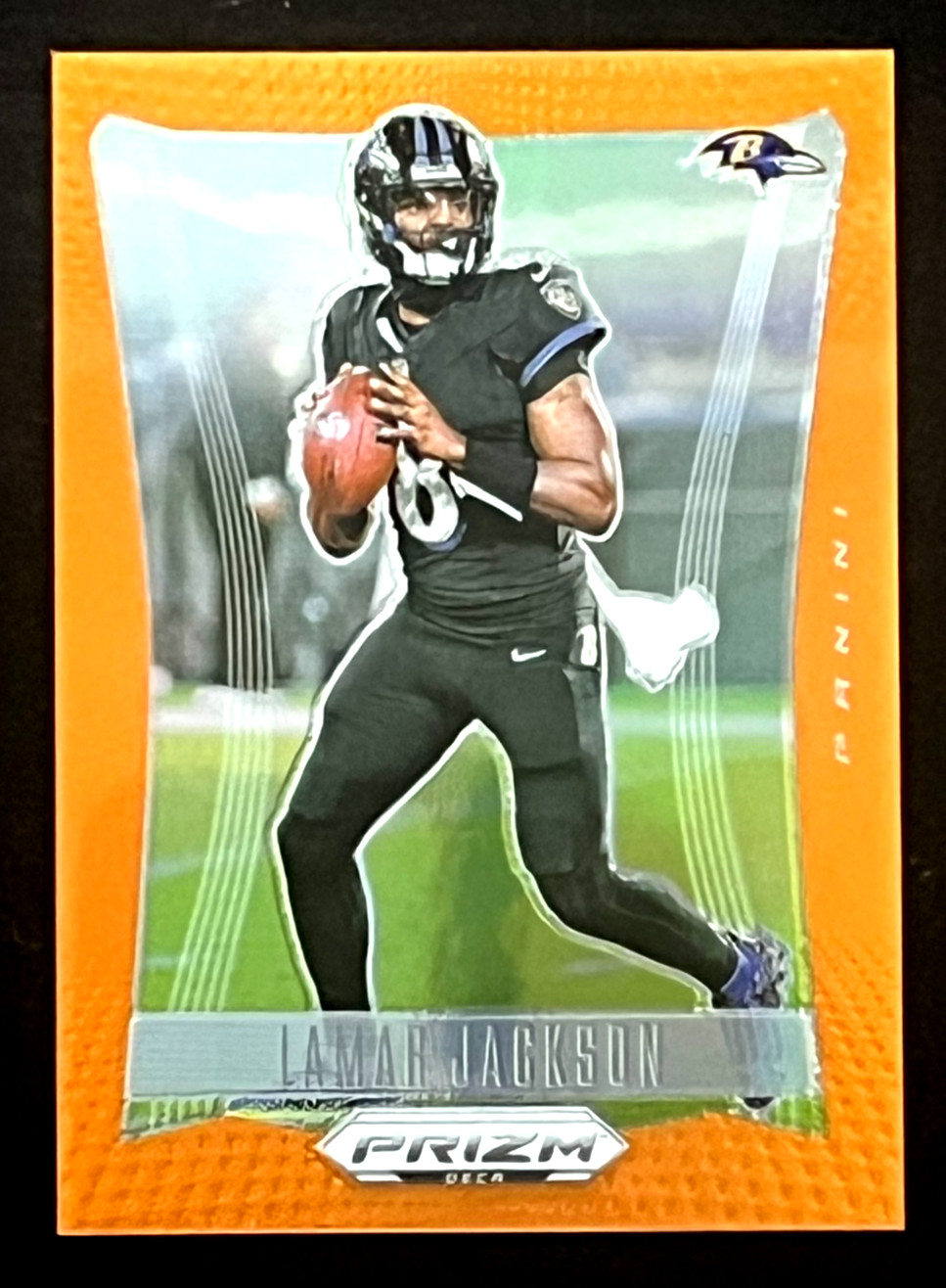Lamar Jackson 2024 Panini Prizm Deca Orange Holo Prizm 45/49 Baltimore Ravens 20