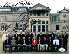 BRITISH OPEN HAND SIGNED 8x10 COLOR PHOTO    SIGNED BY 8 FORMER CHAMPIONS    JSA