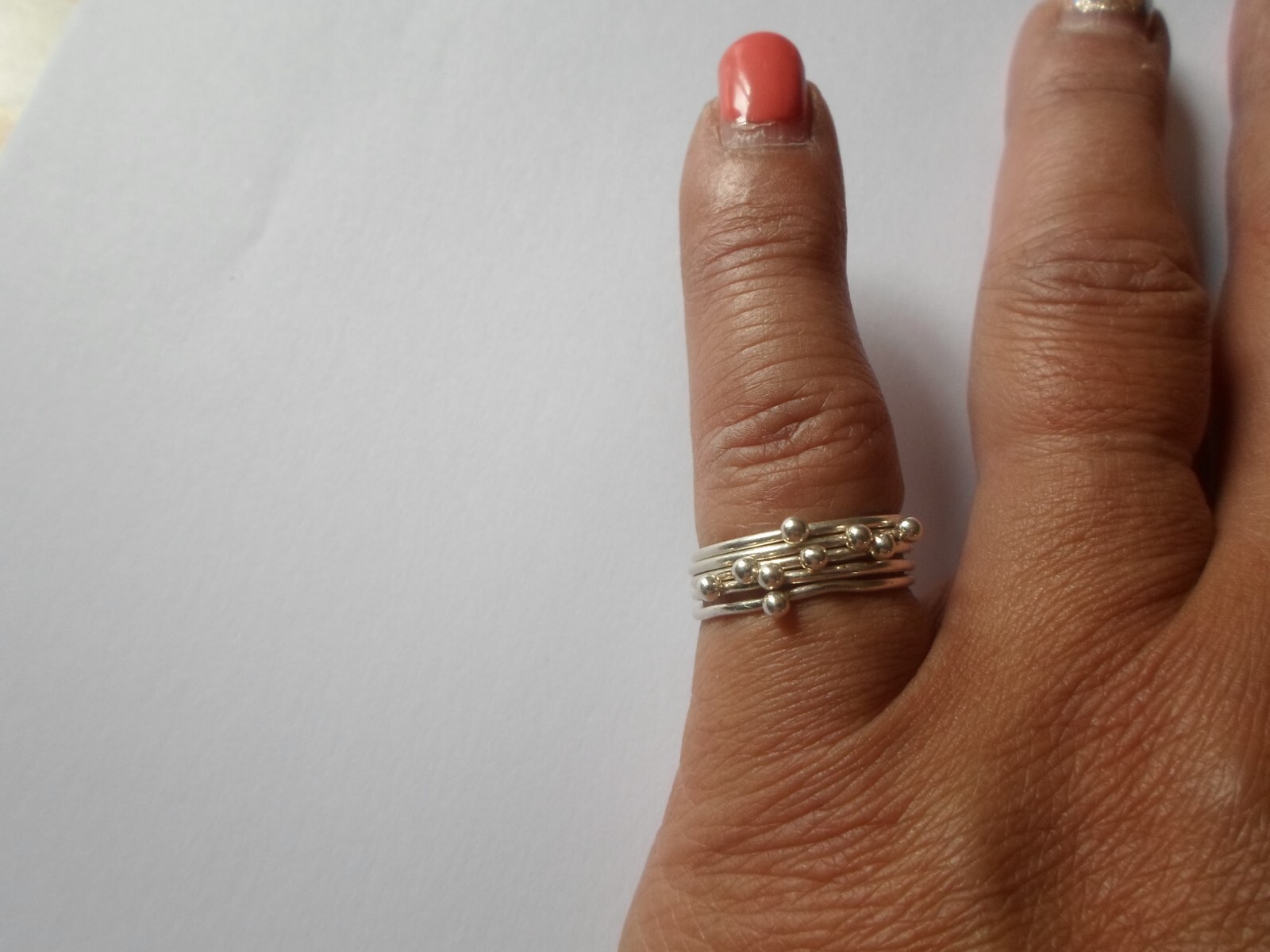 solid silver ring, multi row, size 51 - image 4