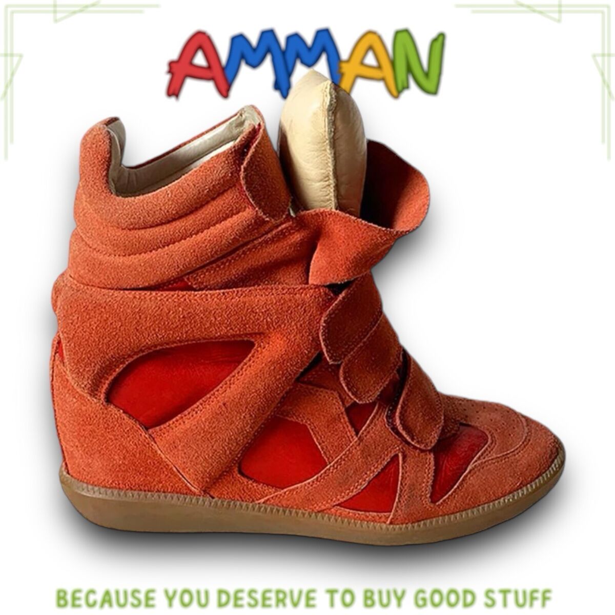 ISABEL MARANT Women's Bekett High Top Wedge Sneaker Orange ISABEL MARANT Women's Bekett High Top Wedge Sneaker Orange