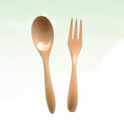 Wooden Set Fork and Spoon for Camping Travel Picnic Office or Home
