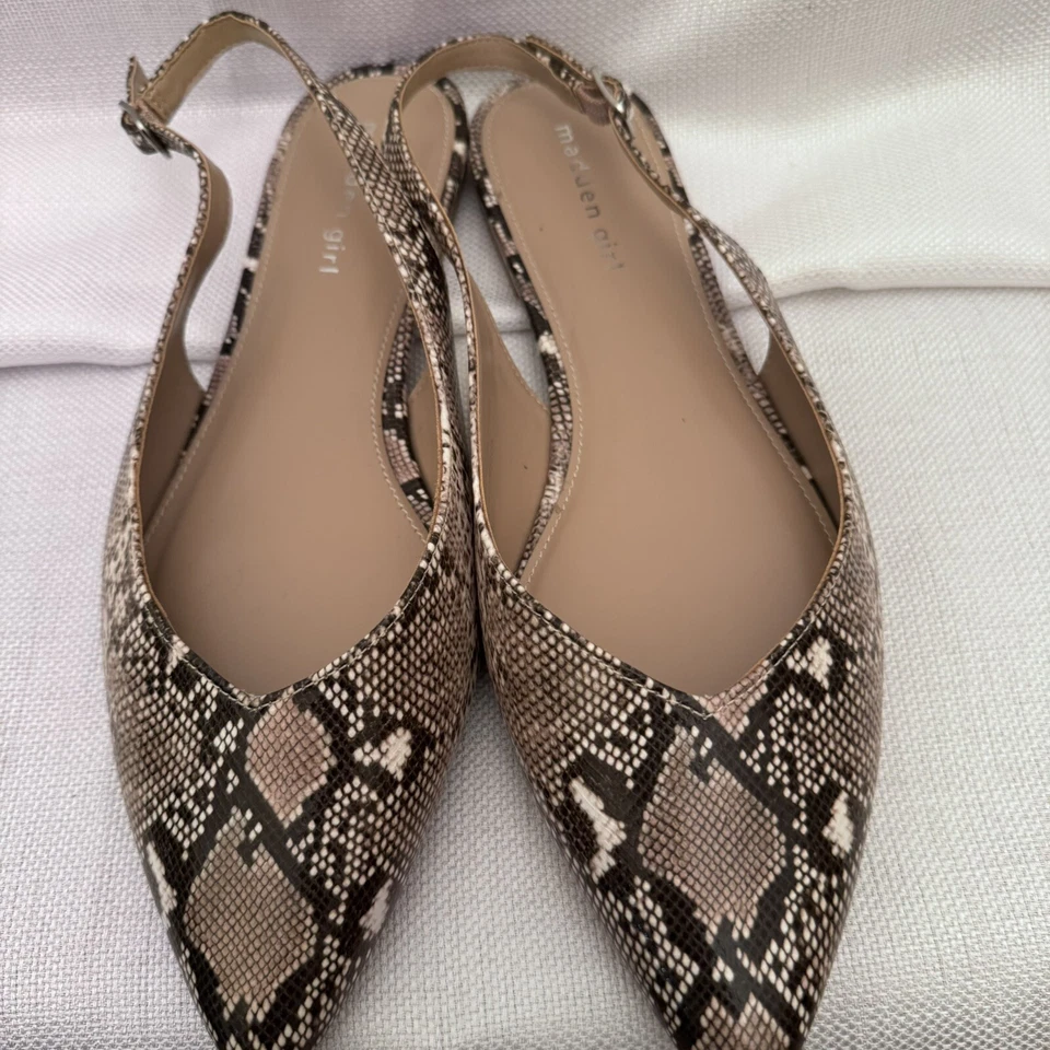Madden Girl Brown Faux Snakeskin Slingback Ballet Flats Size 9 Shoes - Image 3 of 4