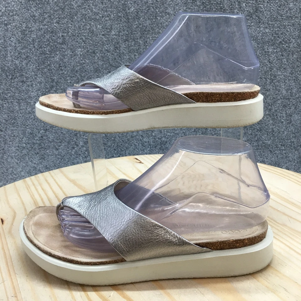 Sandalias Ecco para mujer 8 Corksphere tanga puntera plateada planas cómodas 27180301708 Foto 2 de 4