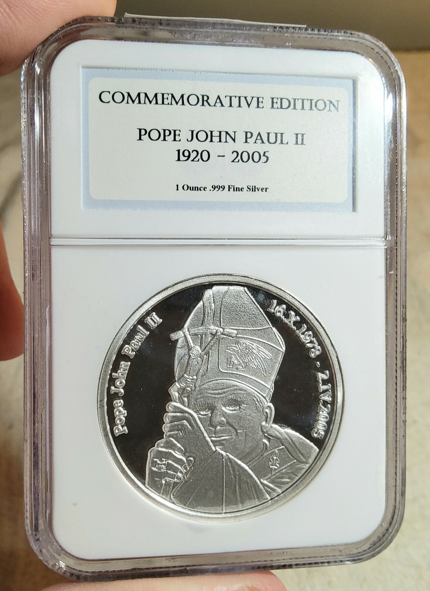 1 oz .999 SILVER COIN 2005 NGC CERTIFIED POPE JOHN PAUL II