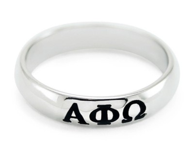 Alpha Phi Omega Women's sterling silver ring with black enamel, NEW!
