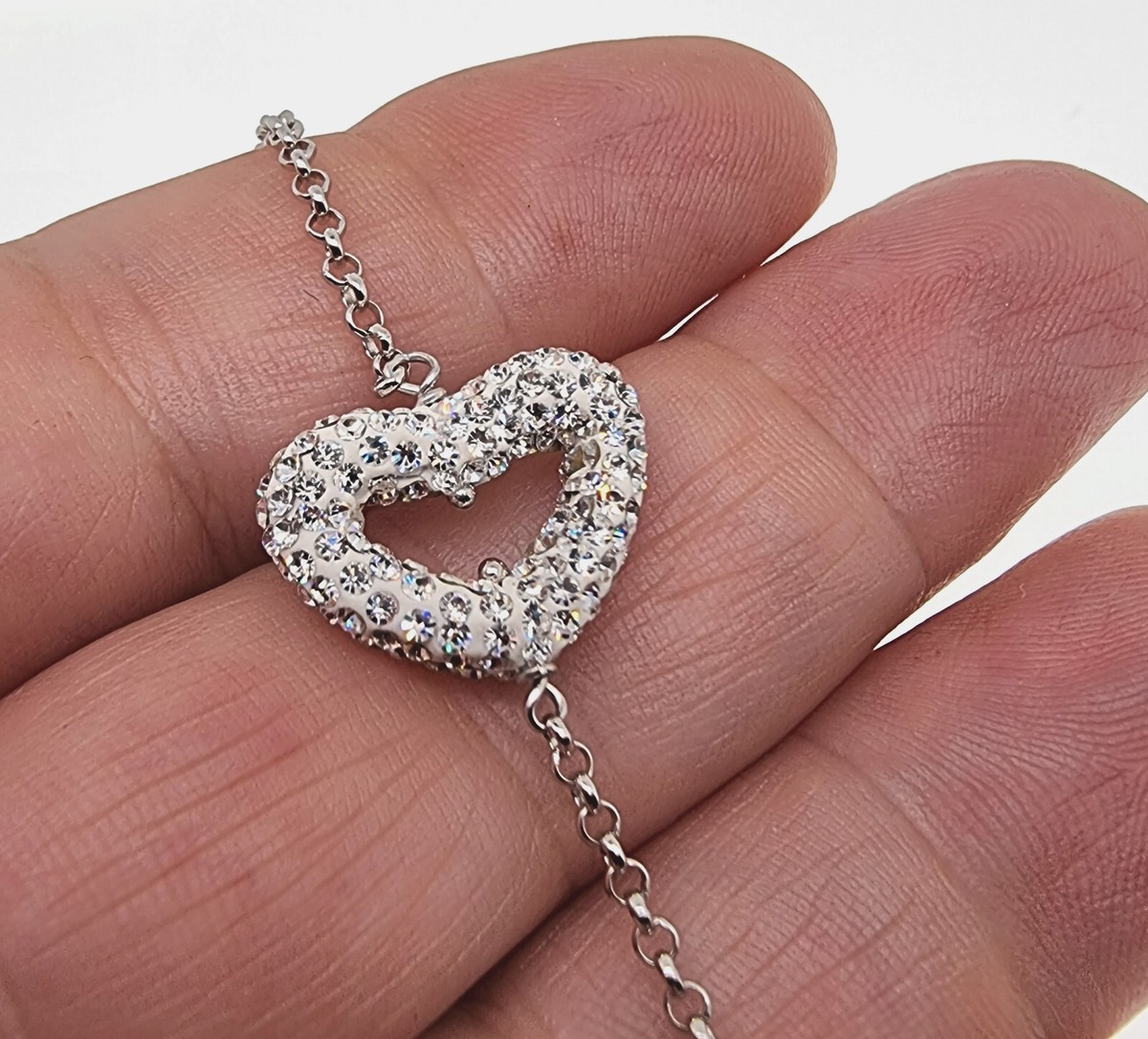 Bracciale Argento 925 Donna Con Cuore E Zirconi - Braccialetto Regolabile 17+6 Cm - Gioiello Elegante Per Ragazze - Confezione Regalo