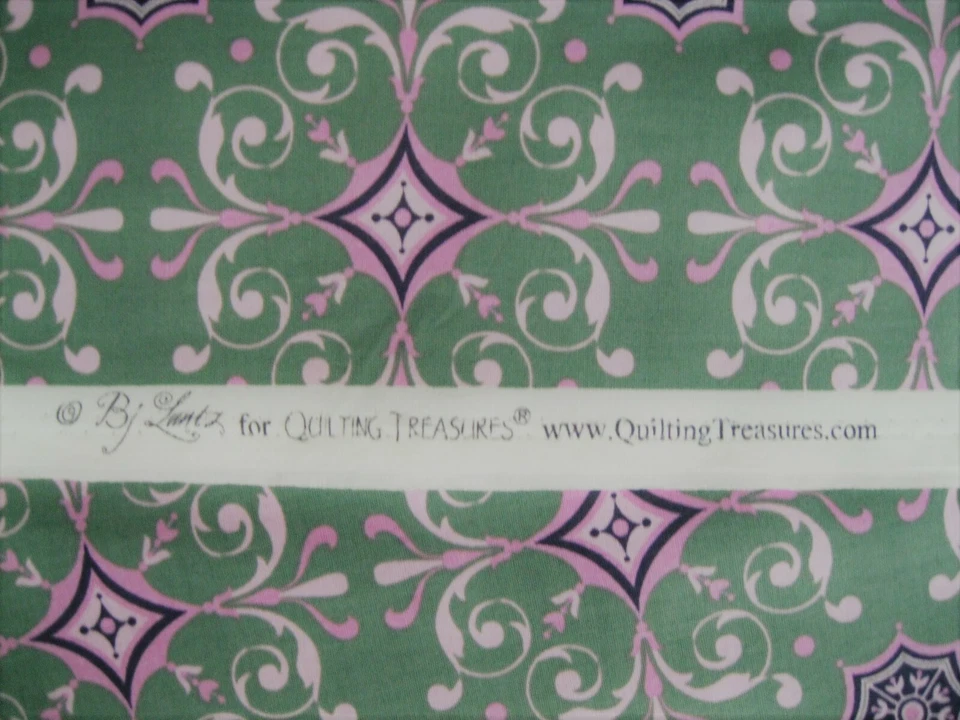 Tela de edredón de azulejos geométricos 1 3/4 yardas BJ Lantz algodón lavanda verde púrpura Foto 4 de 4