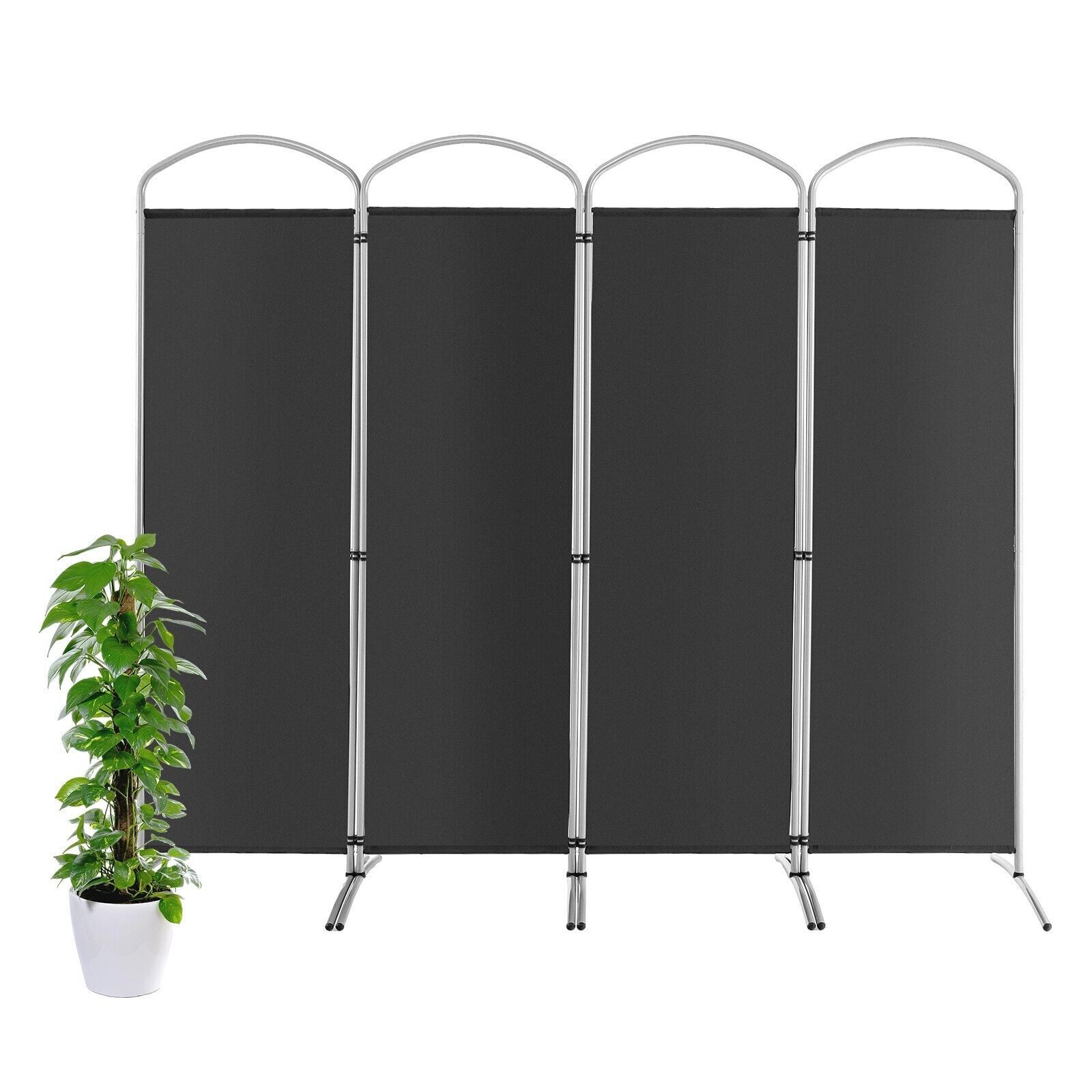 4-Panel Room Divider 188cm Folding Privacy Screen Portable Wall Divider Grey