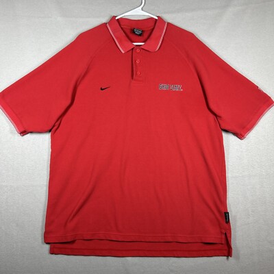 Ohio State Nike Team Polo Mens XXL Red Black Swoosh Golf