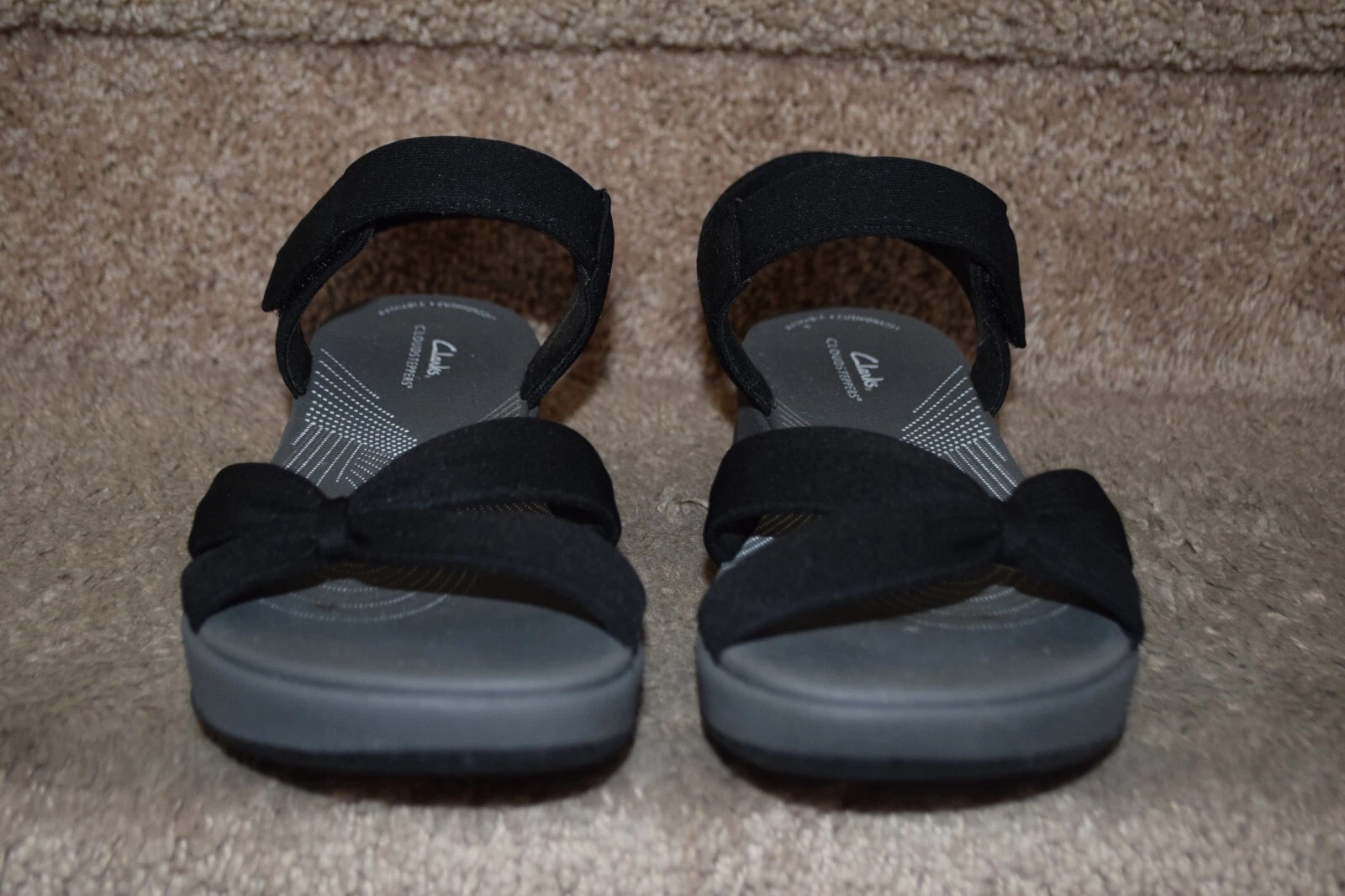 Sandali donna Clarks Cloudsteppers neri con cinturino scarpe punta aperta taglia 9 5