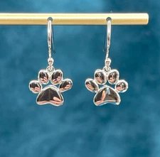 925 Sterling Silver Paw Earrings (#127)