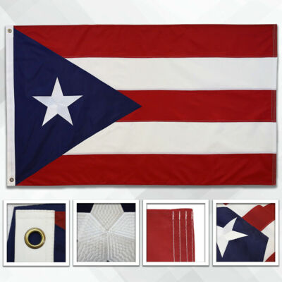 TRADEWINDS Everstrong Embroidered Puerto Rico Flag Puerto Rican PR Banner 3x5 Ft