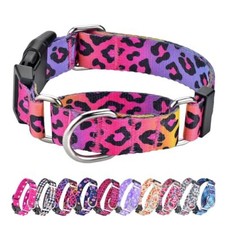 Martingale Collar for Dogs, Adjustable Soft Nylon Dog Large Gradient leopard