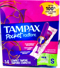 Tampax Pocket Radiant Tampons, SUPER Unscented, 14 ct- FREE SHIPPING