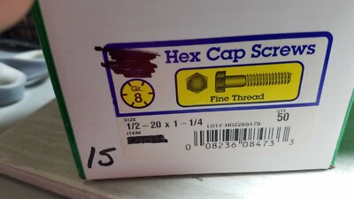 50 Hex Cap Screws 1/2 - 20 x 1 1/4'' Grade 8 Coarse Thread