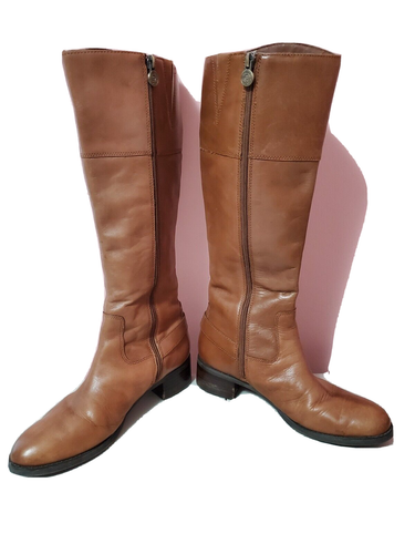 Brown Leather Equestrian Riding Boots 