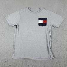 Tommy Hilfiger T-Shirt Boys Large Gray Casual Short Sleeve Kids/Youth