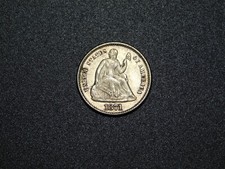 OLD SILVER US COIN 1871 LIBERTY SEATED 1/2 HALF DIME