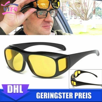 MARKENLOS Polarisierte Nachtfahrtbrille Blendfrei Überbrille Nachtsichtlinse UV400 Schutz