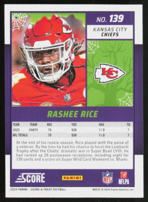2024 SCORE-A-TREAT RASHEE RICE #139 Football KC CHIEFS | eBay