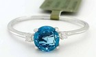 GENUINE  1.02 Cts BLUE ZIRCON & DIAMOND RING 10K WHITE GOLD - Free Certificate — photo 1