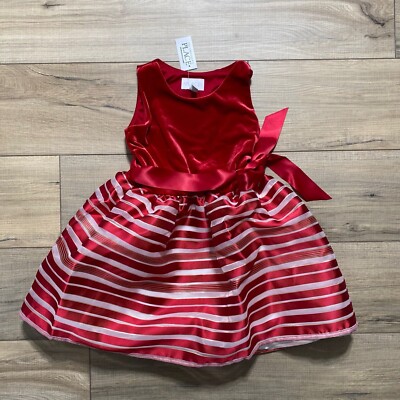 The Childrens Place Girls Sleeveless Striped Holiday Dress Size Small 5/6 Red