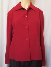 Jones New York Women's Red 100 Worsted Wool Jacket Blazer Size 14 Fully Lined