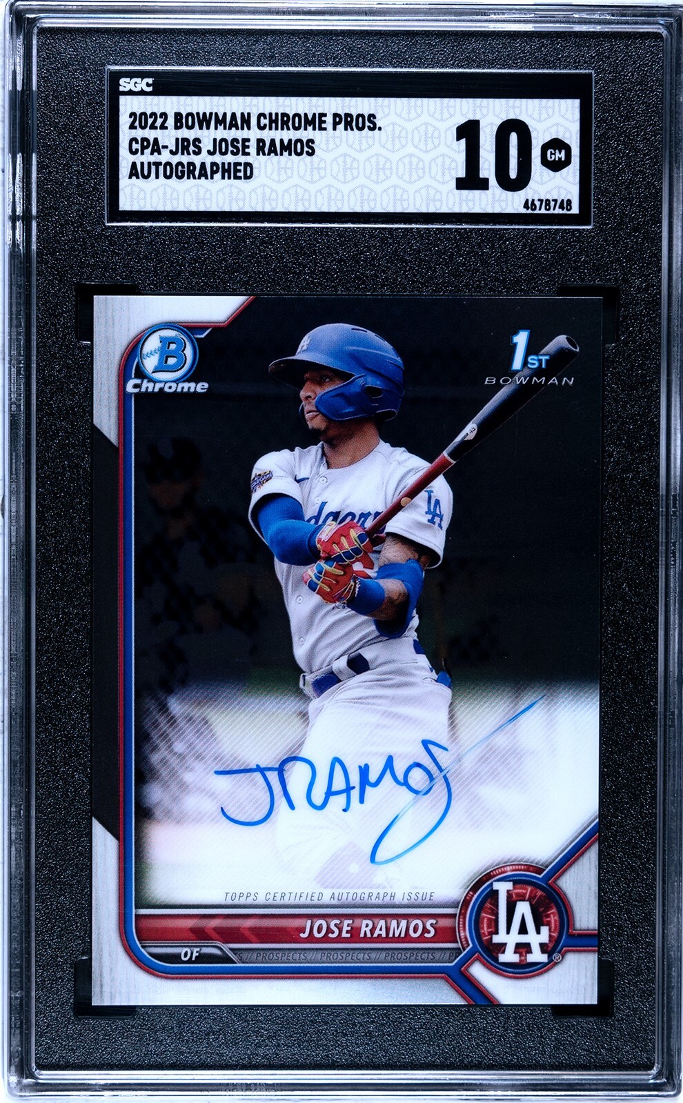 JOSE RAMOS 2022 BOWMAN CHROME 1ST BOWMAN RC AUTO SGC 10 TEXAS RAGNERS