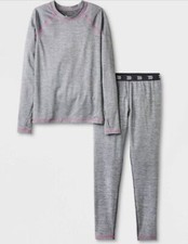 Girls' 2-Piece Long Sleeve Thermal Base Layer Athletic Set Gray All In Motion S