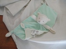 Carter's White Lamb Mint Green Security Blanket Lovey Rattle Pacifier Holder