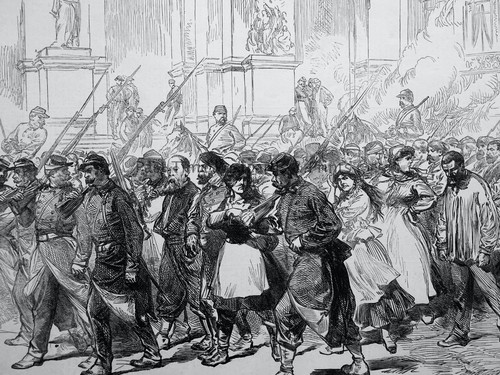 1871 Original Print PARIS - PRISONERS AT PLACE DE L'OPERA Franco Prussian War - 第 1/2 張圖片