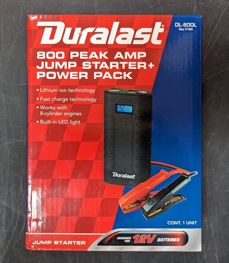 Duralast 12v Dl800l 800 Peak Amp Jump Starter Power Pack
