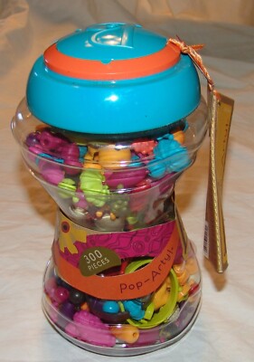 Battat Inc Pop-Arty 300 piece snap beads jewelry craft kit new Blue Toy Plastic
