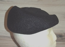 Vintage Navy Blue Straw Hat Womens Unionmade Ribbon Accent B34