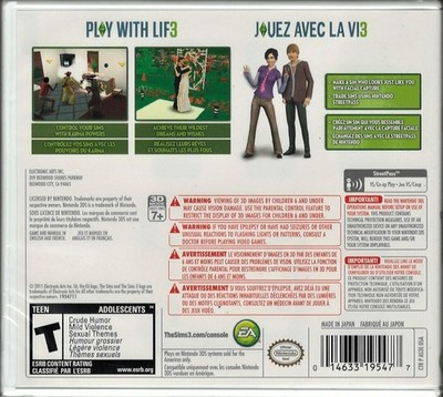 The Sims 3 3DS (Brand New Factory Sealed US Version) Nintendo 3DS