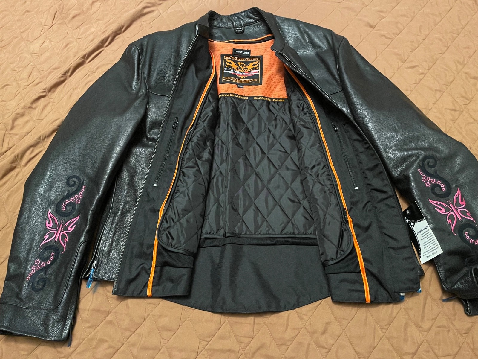 Pink Reflective Butterfly Motorcycle Jacket