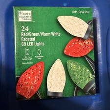 Holiday Accents 24ct Red/Green/Warm White Faceted C9 LED Christmas Lights